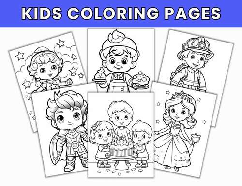 Kids at Play & Career-Themed Coloring Pages – 50 Fun Printable Sheets