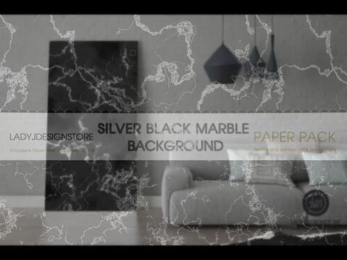 Glam Silver Black Marble Digital Seamless Paper by ladyjdesignstore