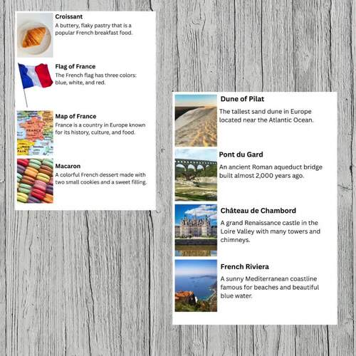 France Memory Game | French Landmarks Matching Game | Geography Activity