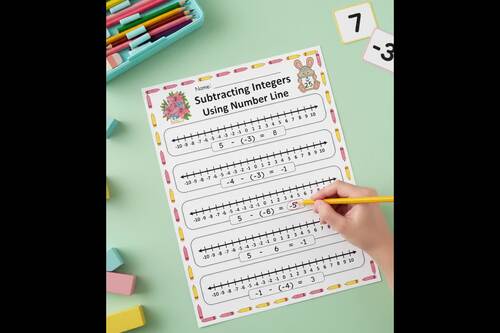 Subtracting Integers on Number Line Worksheets (–10 to 10) – 60 Pages ...