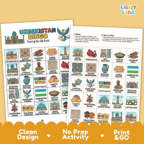 Central Asia Geography BINGO Bundle | Kazakhstan Uzbekistan Tajikistan ...