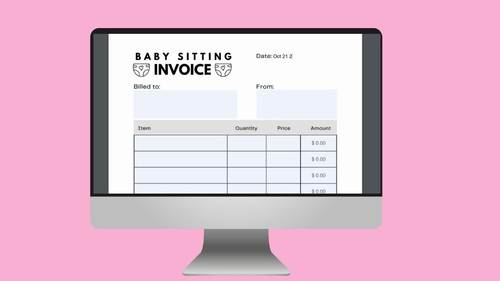 Fillable Invoice for Babysitters Babysitting Invoice Nanny Invoice