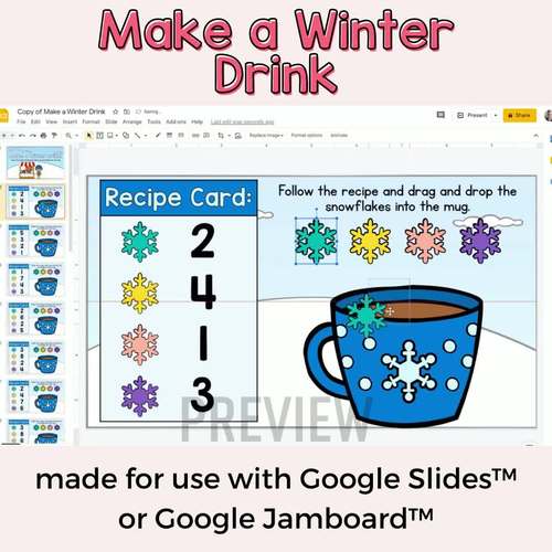 Winter Drink Recipe Counting Digital Activity with Google Slides™