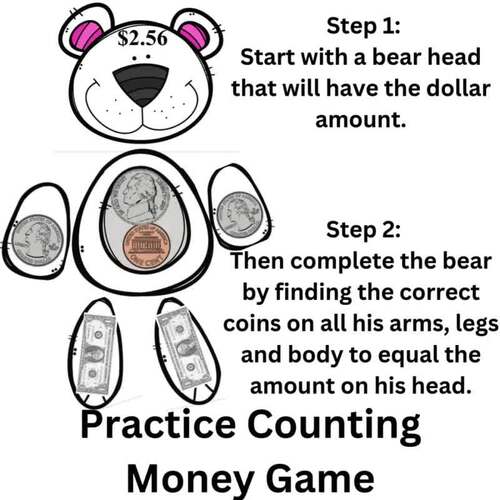 Build a Bear Money GamePrintable Money Math Games Practice Counting Money
