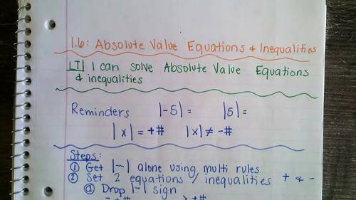Preview of 1.6: Absolute Value Equations and Inequalities