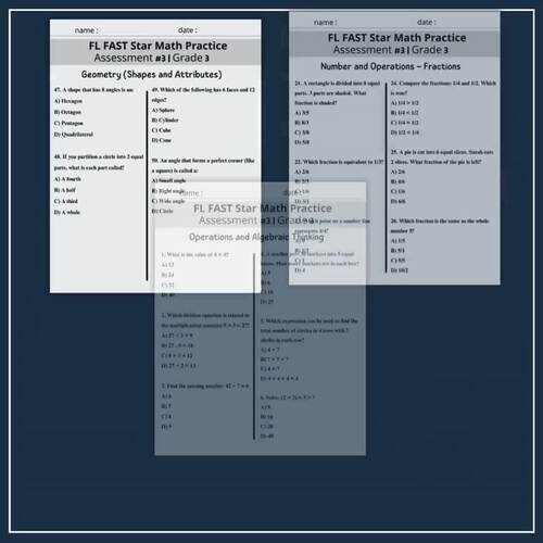 FL FAST Star Math Practice Assessment BUNDLE | Grade 3 -Test Prep