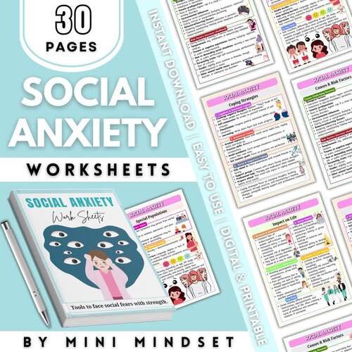 Social Anxiety CBT Worksheets | Coping Skills Activities for Teens & Adults