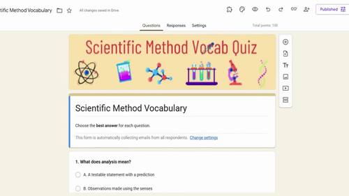 Scientific Method Vocabulary Practice | Google Form + Printable Worksheet