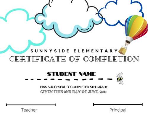5th Grade Graduation Certificates by BeinAEducator TpT