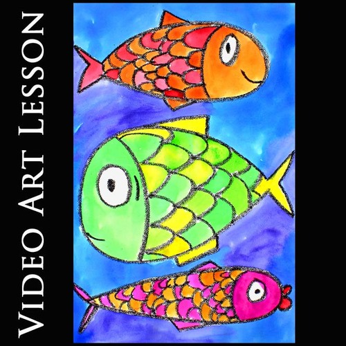 Preview of THREE FISH Drawing & Painting Project | SUMMER Video Art Lesson & Craft