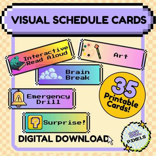 Pixel Classroom Visual Schedule | Daily Routine Cards | SPED