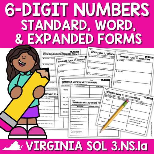 6-Digit Numbers in Standard, Expanded, & Word Forms | VA MATH SOL 3.NS.1a