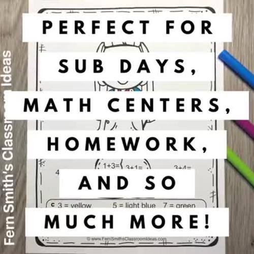 Back to School Color By Number Addition