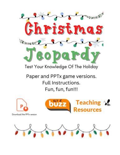 Christmas Jeopardy PPTx Game Holidays Quiz Trivia ELA ESL EFL