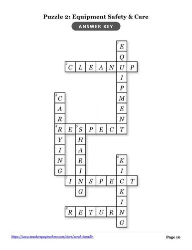 Gym Safety Sub Plans: Elementary Physical Education Crossword with Word ...