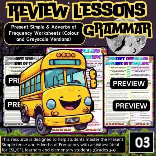 Present Simple & Adverbs of Frequency Worksheets (Colour and Greyscale ...