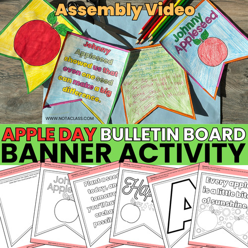 Preview of Johnny Appleseed & Apple Day Bulletin Board Assembly Video, Writing Banner Craft