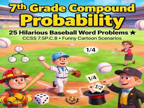 Baseball Probability 25 Math Word Problems | Compound Events | CCSS 7.SP.C.8