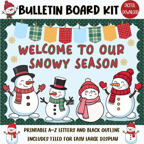 Winter Snowman Bulletin Board Kit | Christmas & January Door Decor ...