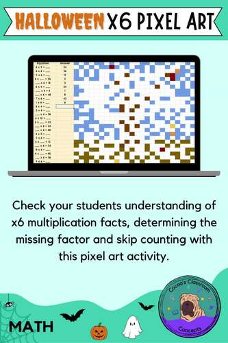 Halloween x6 Multiplication Pixel Art Math Activity - Basic Math Fact Fluency