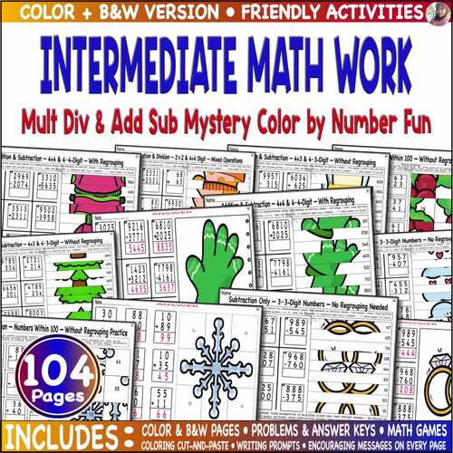 Intermediate Math Morning Work | Mult Div & Add Sub Mystery Color by Number Fun