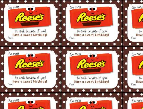 Reese Chocolate Birthday Gift Tag- So many "Reeses" to smile because of ...