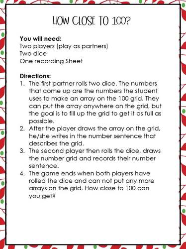 WINTER Multiplication Array Game 3rd Grade by The Teaching Q- Melissa ...