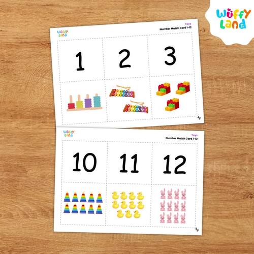 Toys Number Match Cards 1-12 | Counting Game & Math Center | Kindergarten