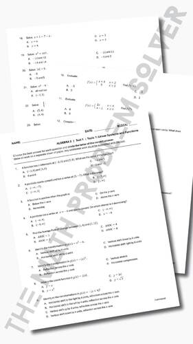 Algebra 2 | Linear Functions & Systems | Unit 1 Test by The Math ...