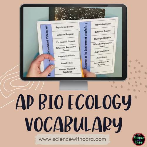 AP Biology Unit 8 Vocabulary Ecology Foldable Review by Science with Cara
