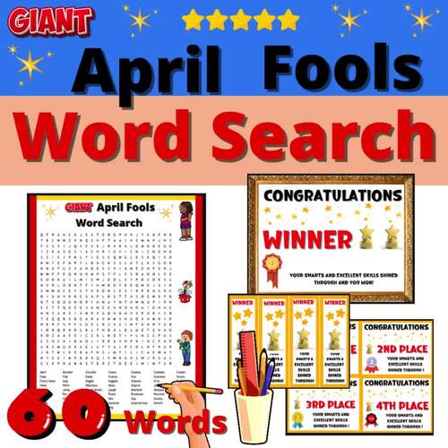 Giant April Fools Day Word Search Worksheet Puzzle Game Activity Resource