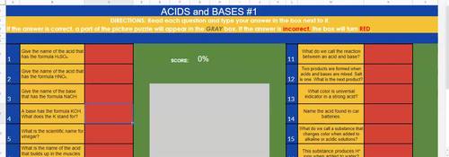 Acids and Bases Mystery Picture Reveal by Abaco Education Zone | TPT