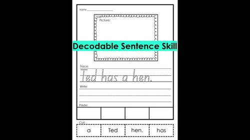 Sentence Building Worksheets - CVC - Decodable Sentences - Short vowels