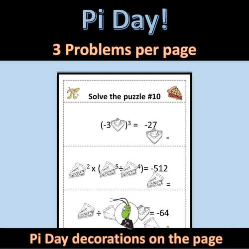 Pi Day Properties of Exponents Logic Puzzles Activities for Algebra 1