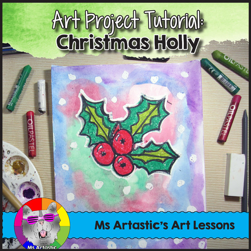 Preview of Christmas Art Project, Christmas Holly {Christmas Freebie for You!}