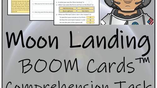 Moon Landing BOOM Cards™ Comprehension Activity 5th Grade & 6th Grade