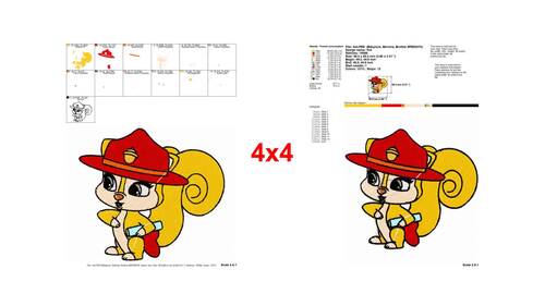 Adorable Cartoon Squirrel Ranger with Acorn Hat and Scroll Embroidery ...