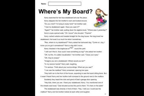 Sports Reading Comprehension Word File 9: Where's My Board (Grade 2-3)