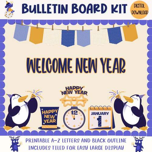 Welcome New Year Bulletin Board | Penguin Classroom Decor January Winter