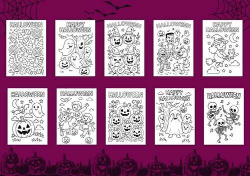 Halloween: 20 Fun & Easy Coloring Pages for Kids by Nuvanta Prints
