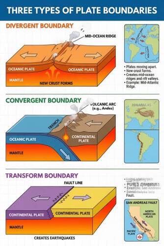 Plate Tectonics – 3 Types of Plate Boundaries Divergent Convergent ...
