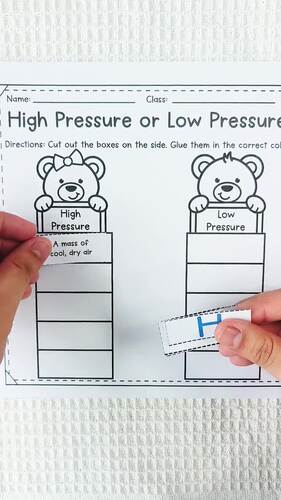 Weather: High Pressure or Low Pressure? – Cut and Paste Sorting Activity