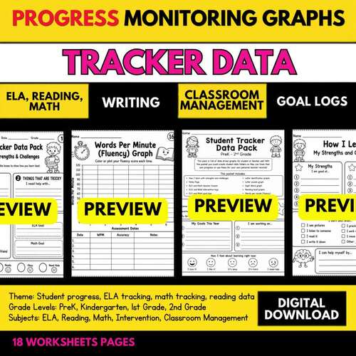 Student Tracker Data Pack | PreK–2nd Grade Progress Monitoring Graphs ...
