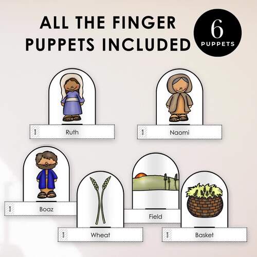 Ruth, Boaz and Naomi Bible Finger Puppets Craft for Sunday School ...