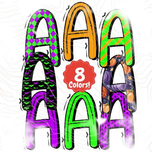 Neon Halloween Bulletin Board Letters Alphabet Bundle by VividDoodle