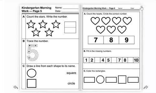 Kindergarten Morning Work Math Worksheets | Numbers 0-10 | No Prep Print & Go