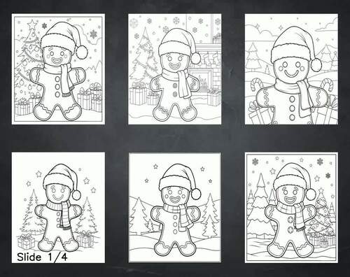 Gingerbread Man with Santa Hat Coloring Pages | Cute Christmas Activity