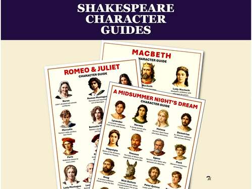 Shakespeare Character Bundle, Romeo & Juliet, Macbeth, A Midsummer ...