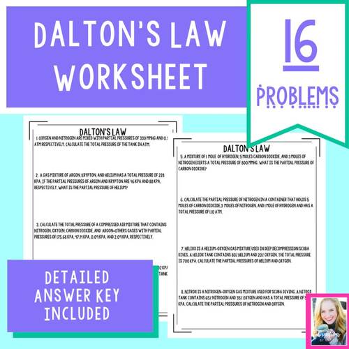 Dalton's Law Worksheet Answer Key Included Distance Learning