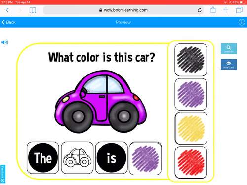 NO PRINT Colorful Things: Cars BOOM Language Cards #distancelearning